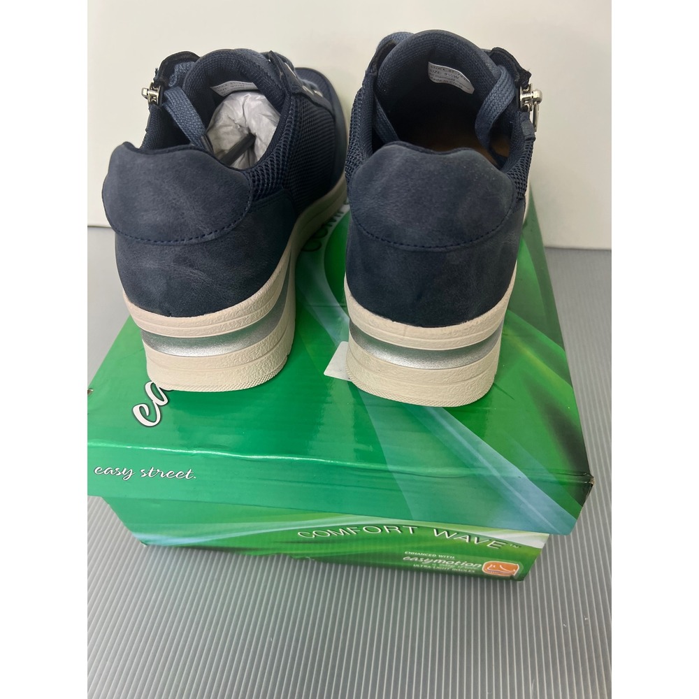 Easy Street Comfort Wave Barrie Navy Mesh Zip Up Sneakers Womens 9.5 W NEW - Picture 12 of 12